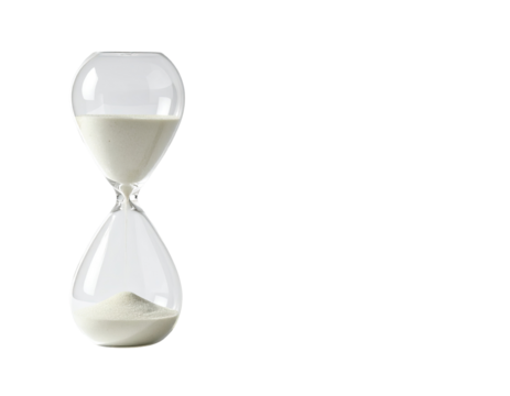 Clear hourglass with light beige sand