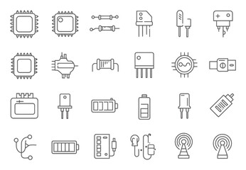 Tech & Electronics Line Icons - Minimalist Vector Set