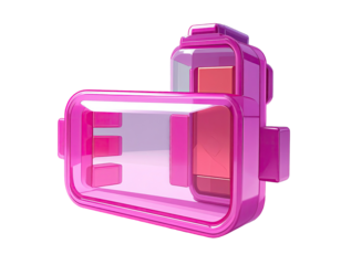 3D rendered magenta battery with low charge indicator