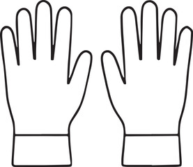 Human Hand Pair Outline Vector Illustration on White Background