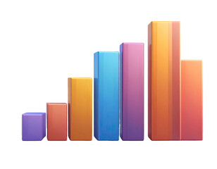 Colorful, 3D bar graph, ascending
