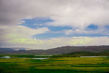 Beautiful Scenic Meadows and Fields on Erzurum Cat district in Turkey on a cloudy day