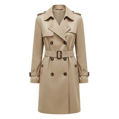 Classic beige double breasted trench coat mockup