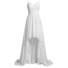 White high-low chiffon dress for prom or wedding