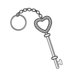 Elegant cartoon illustration of a cute key holder with sparkling silver color and gemstones. Clip art accessory design, decorative elements or luxury