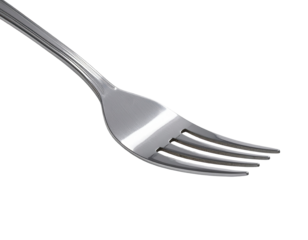 Close-up of a stainless steel fork tines