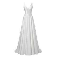 White satin A-line gown with corset bodice