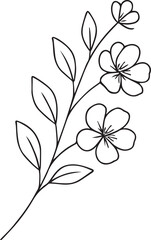 Botanical floral line art element vector – minimal hand drawn plant illustration for wedding card, invitation design.eps