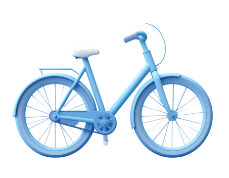 Light blue bicycle, side view, stylized 3D model