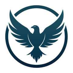 Majestic eagle spreading wings in a circular emblem for heraldry wildlife or security