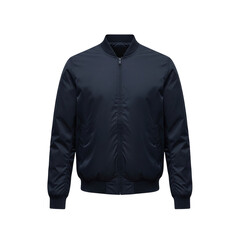 Blank navy blue bomber jacket mockup front view © BTG