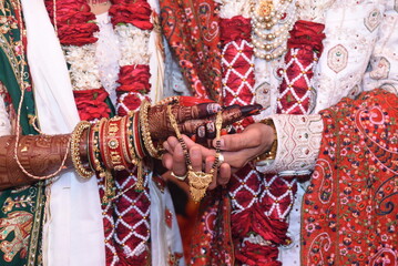 indian Hindu Traditional Pooja. Vedic fire ceremony called Yagya. Indian wedding of vivah Yagya....