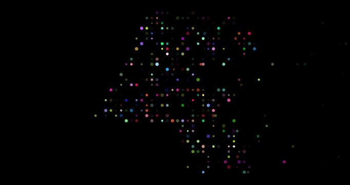 Abstract Flying Dots Build Generative Kuwait Contour Animation