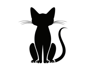 丸みを帯びた可愛い猫のシルエットベクター素材
