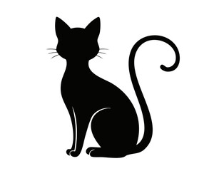 丸みを帯びた可愛い猫のシルエットベクター素材
