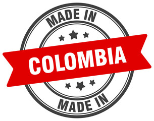 Made in Colombia round sign. Made in Colombia stamp.