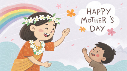 Obraz premium Mother’s Day greeting card digital art background 