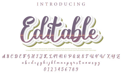 Editable - Elegant 3D Script Font with Handwritten Style for Modern Typography and Branding