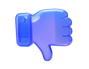 3D rendered, glossy dislike thumb
