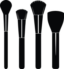brushes set makeup line art silhouette vector illustration