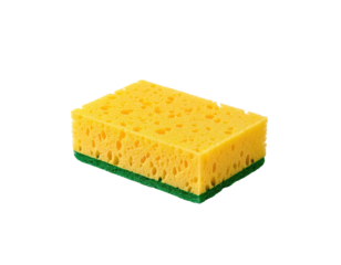 Rectangular yellow sponge with a green border