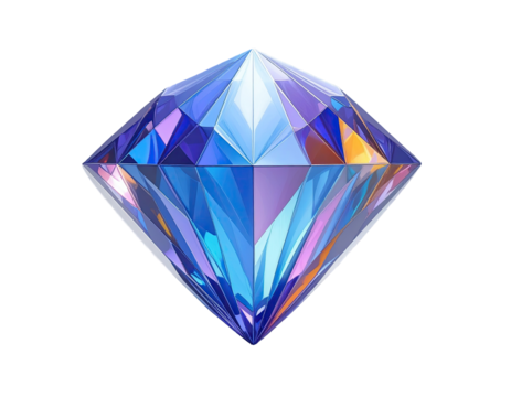 3D rendered diamond, vibrant blue-purple hues
