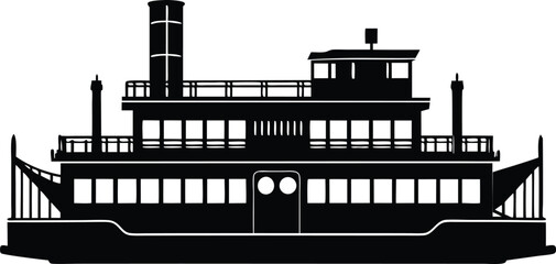  paddlewheel steamer silhouette vector