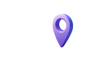 3D rendered purple location pin on black background