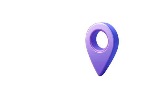 3D rendered purple location pin on black background
