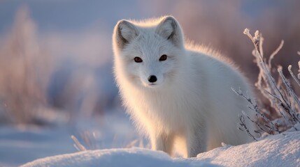 Arctic Fox in Snowy Winter Landscape