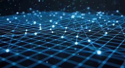 Abstract digital network visualization featuring interconnected nodes and lines, representing data flow.
