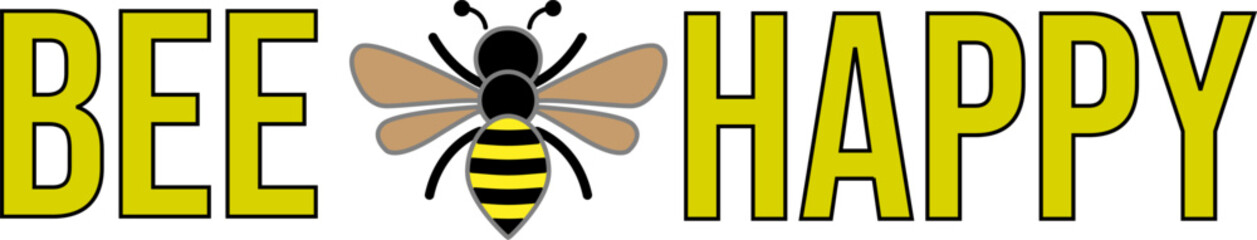 Bee Happy Illustration with Colorful Bee
