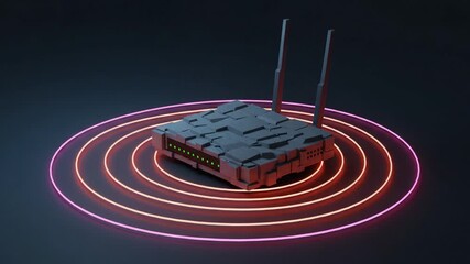 An Innovative Wi-Fi Router Surrounded by Dynamic Signal Waves Depicting Connectivity, Technology, and Modern Advances in Wireless Communication.