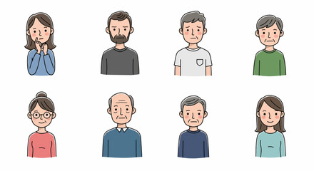 Diverse people expressing emotions with simple style