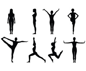 Collection of silhouettes human body woman and man vector illustration 
