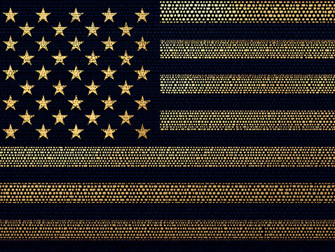Abstract american flag with gold stars and stripes texture