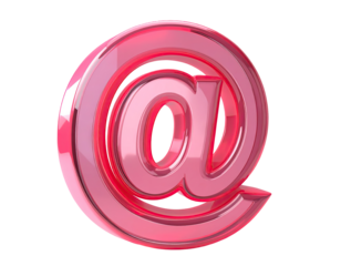 3D rendered, glossy, pink at sign