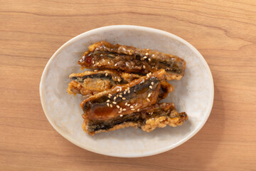 揚げ　秋刀魚の甘酢あんかけ