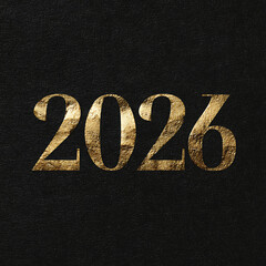 Golden year 2026 number on black background