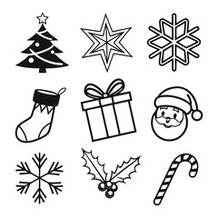 Minimal festive icons sheet for Christmas and New Year
