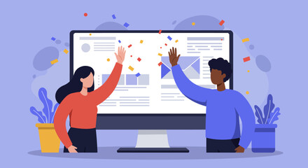 United in Triumph: Diverse Colleagues Celebrate Collaborative Success and Team Achievement