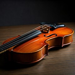Fototapeta premium Classical Violin Beautiful Wood Grain Musical Instrument Still Life