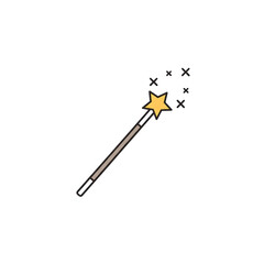 Magical wand with a star at the tip, emitting a sparkle of magic for fantasy and enchantment