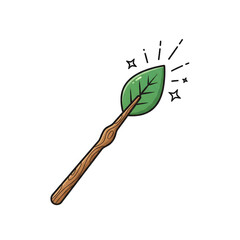 Obraz premium Magical nature wand with leaf and sparkles, representing growth and renewal