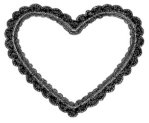 Obraz premium Lace Heart Frame Illustration, Vintage Romantic Border
