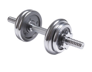 Naklejka premium A chrome dumbbell, isolated on black