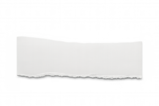 Torn piece of white paper with transparent background, ideal for adding a realistic touch to designs