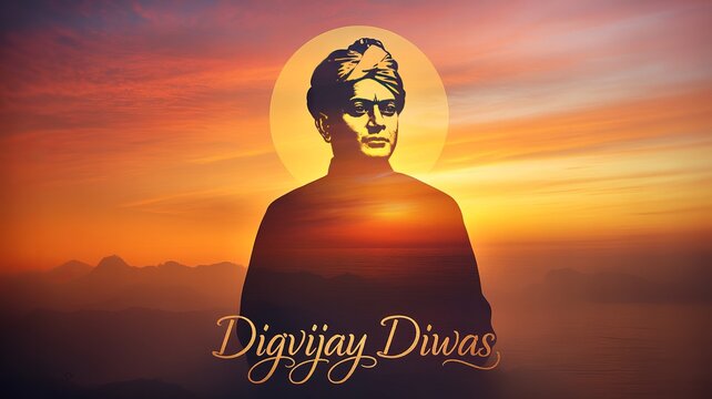 Vibrant sunrise honoring Swami Vivekananda on Digvijay Diwas.