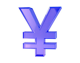 Obraz premium 3D rendered, vibrant purple yen symbol on black background