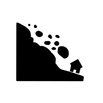 black landslide house disaster icon clip art preview